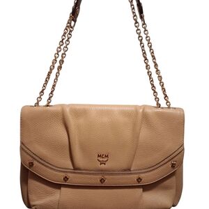 MCM Tan Leather Shoulder Bag